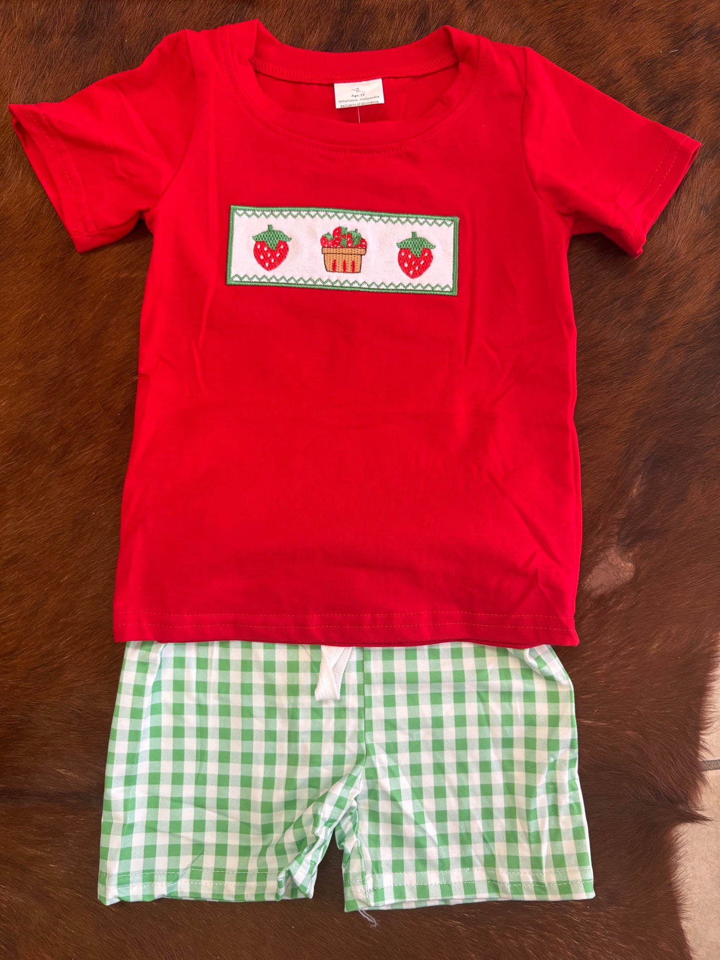Strawberry boy outfit set