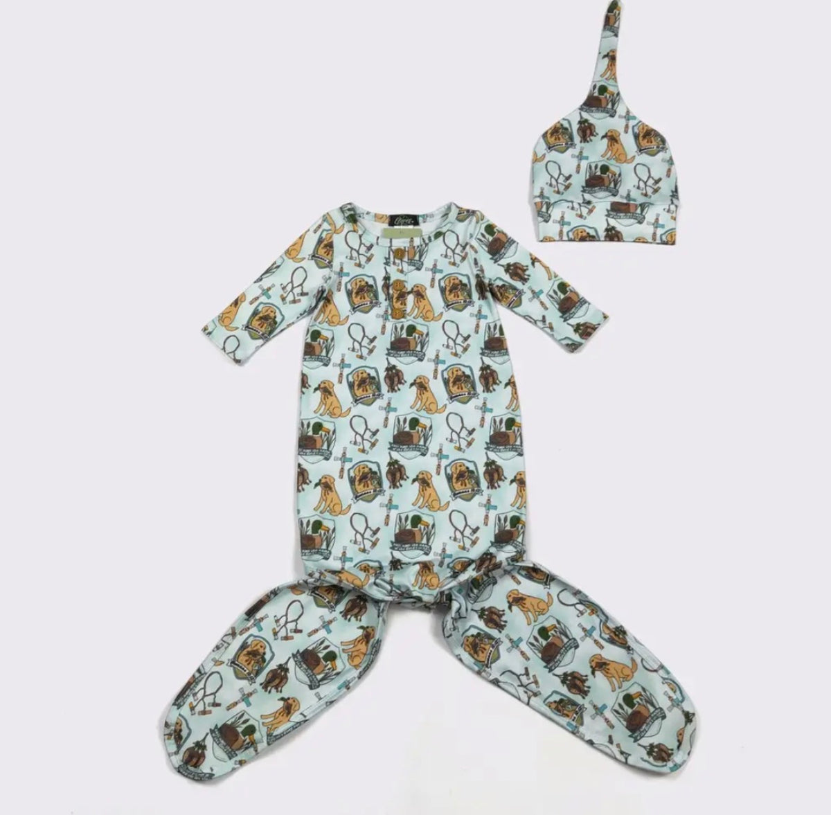 Duck and Dog Newborn Gown W Hat