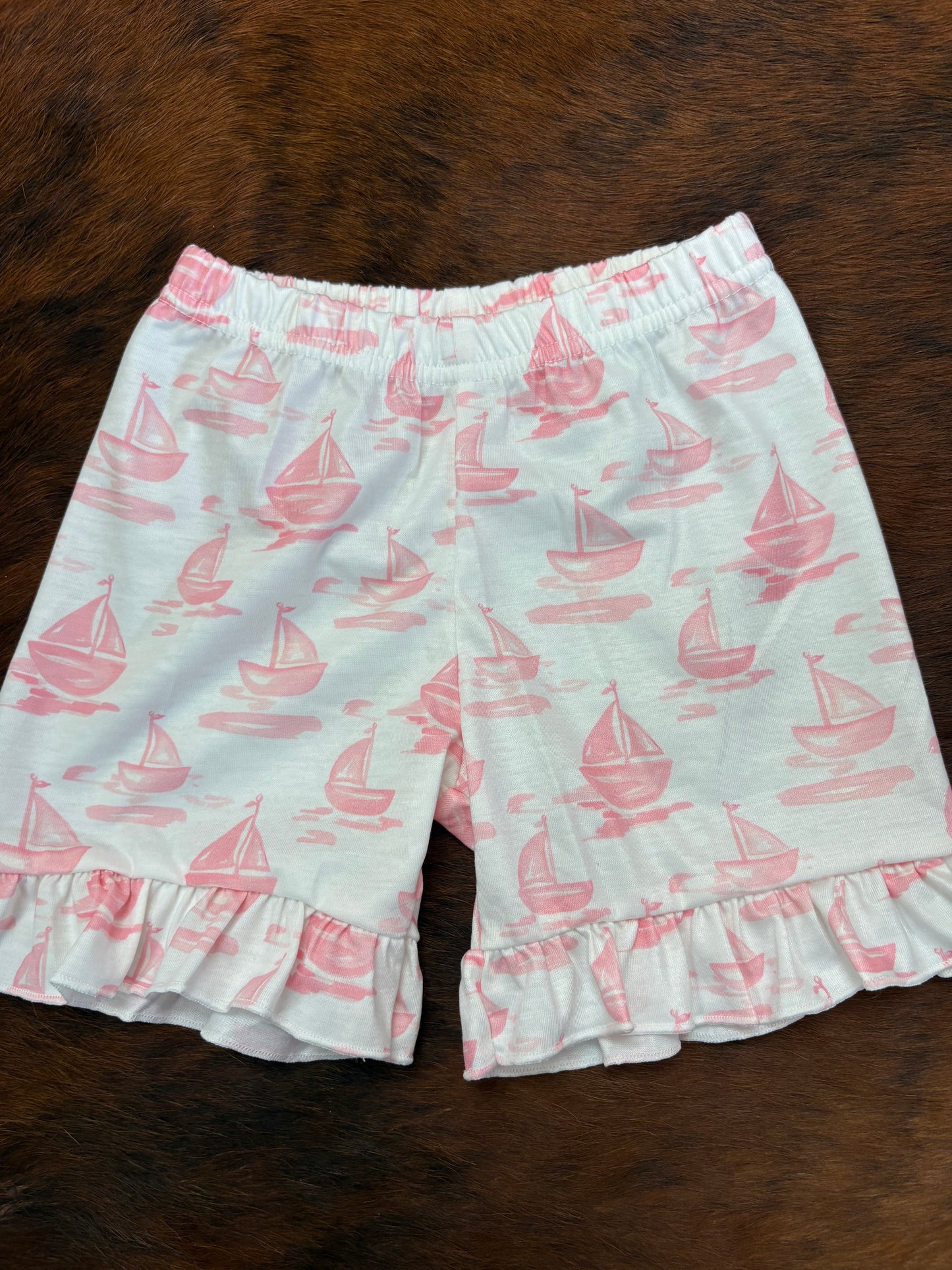 Pink Sailboat Embroidered Set