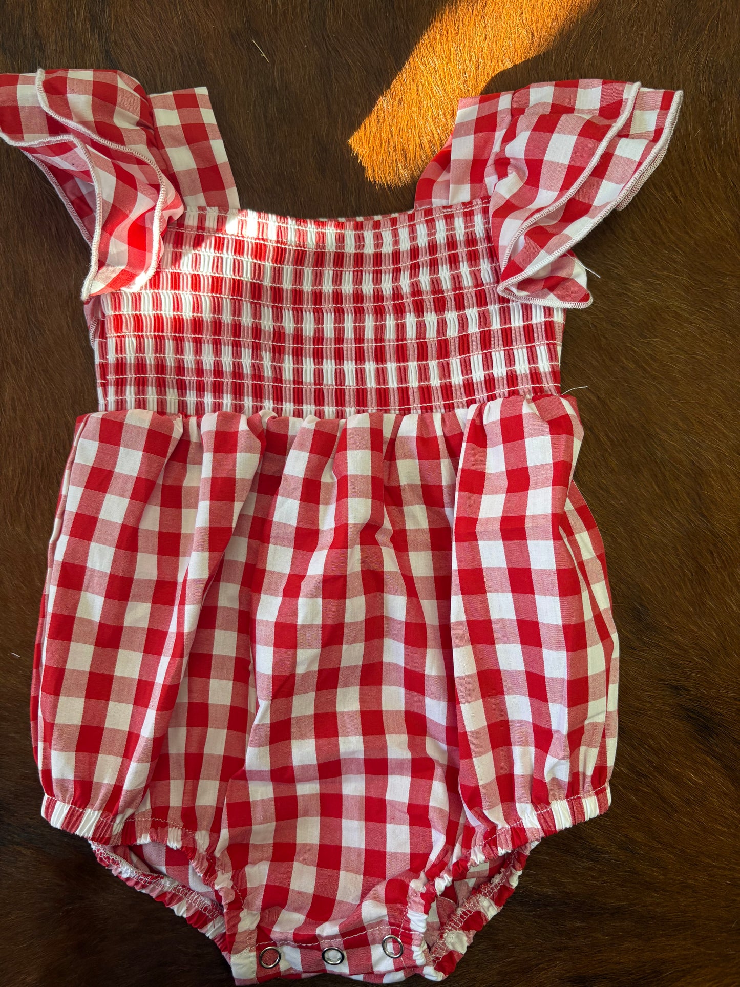 Red plaid romper