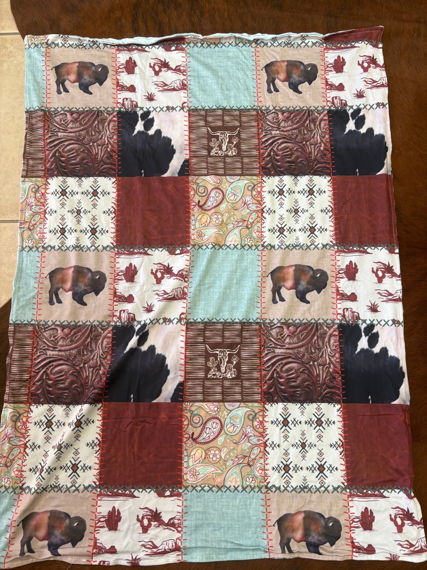 Buffalo patchwork blanket