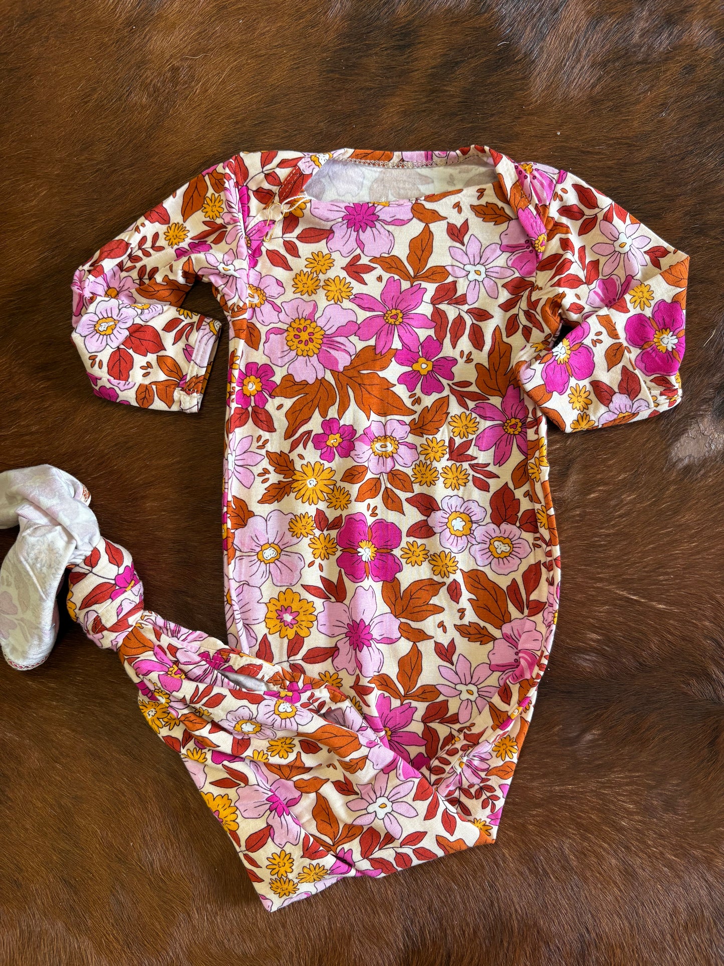 Pink floral knotted gown