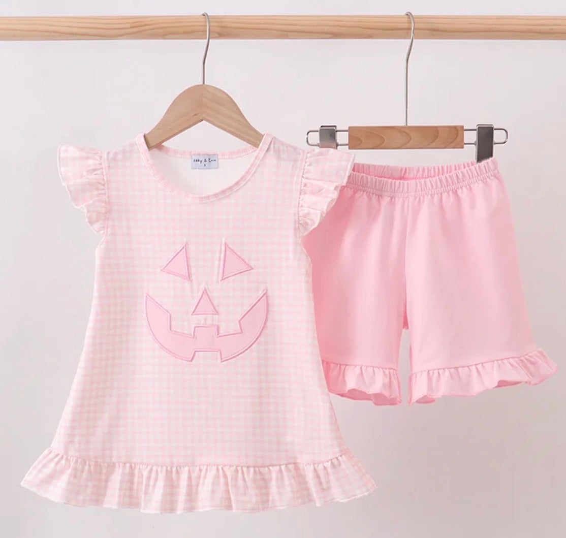Pink Gingham Pumpkin Short set