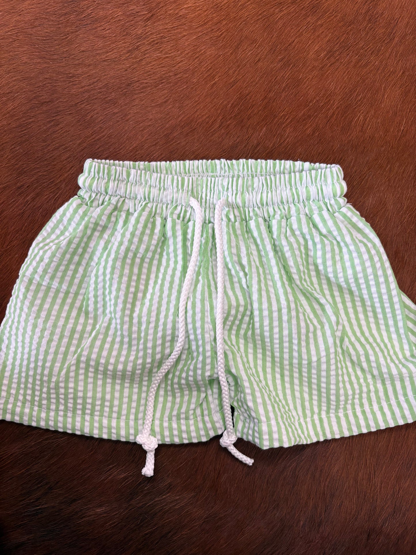 Green bathing suit shorts
