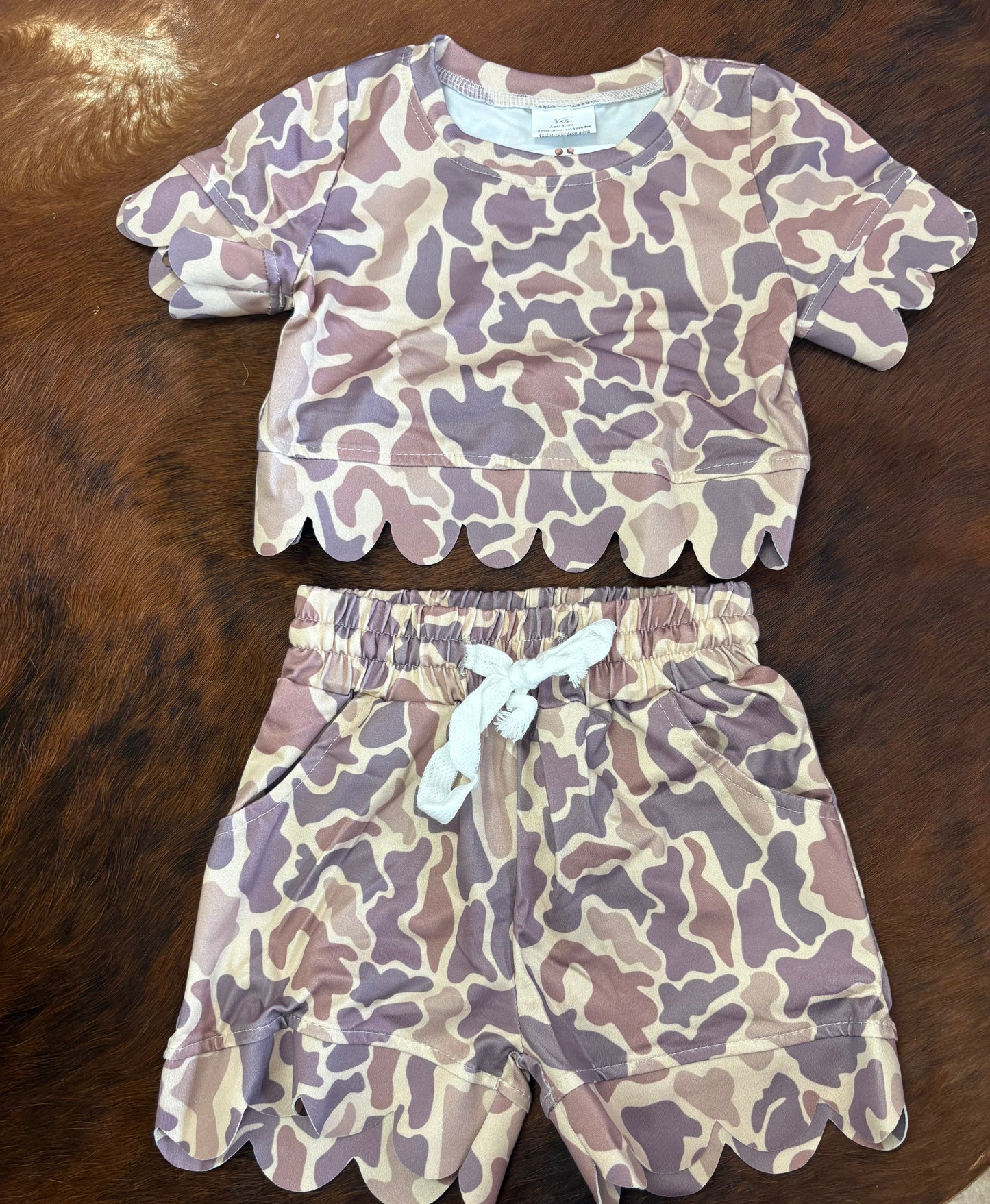 Scalloped Camo Short Set