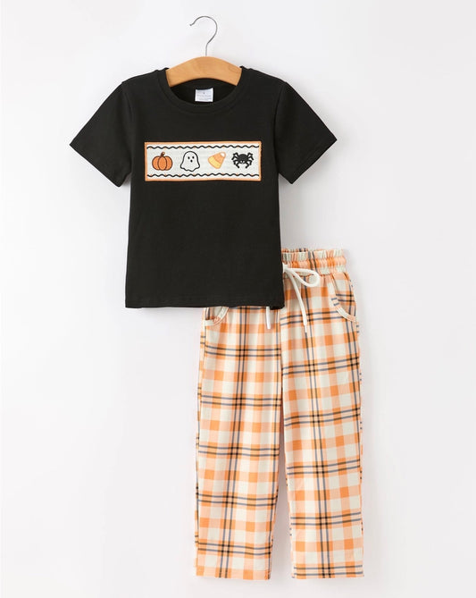 Halloween Smock Toddler Boy Pant Set