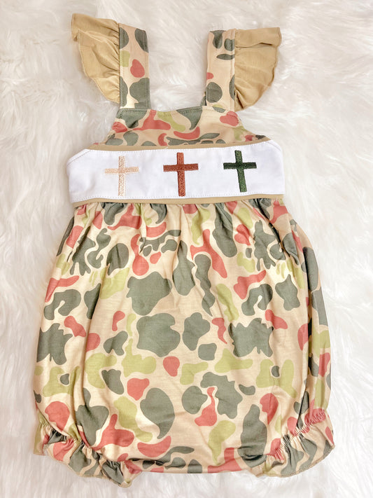 Camo Embroidery Cross bubble girls