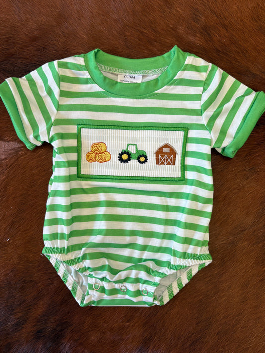 Farm embroidered boy bubble