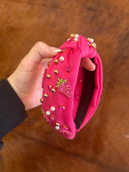 Dark pink strawberry headband