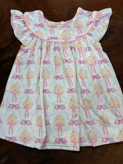 Pink Bow Castle ruffle short set