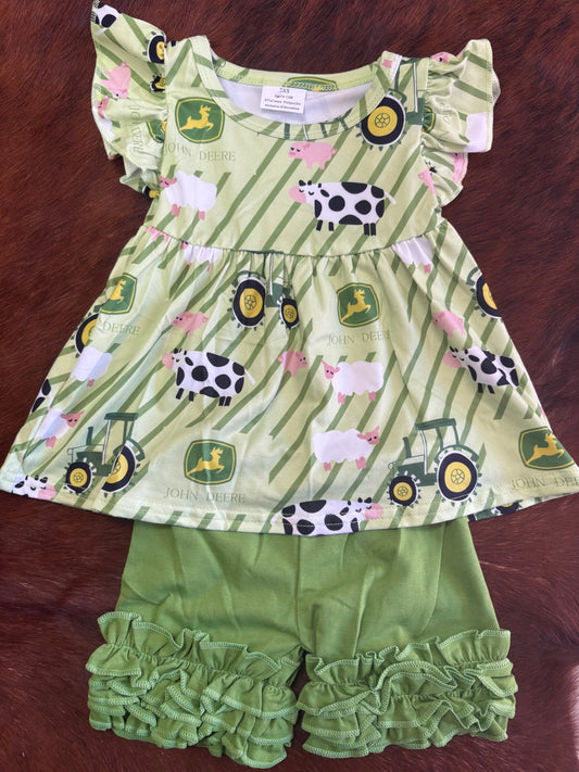 Farm Green Ruffle short set