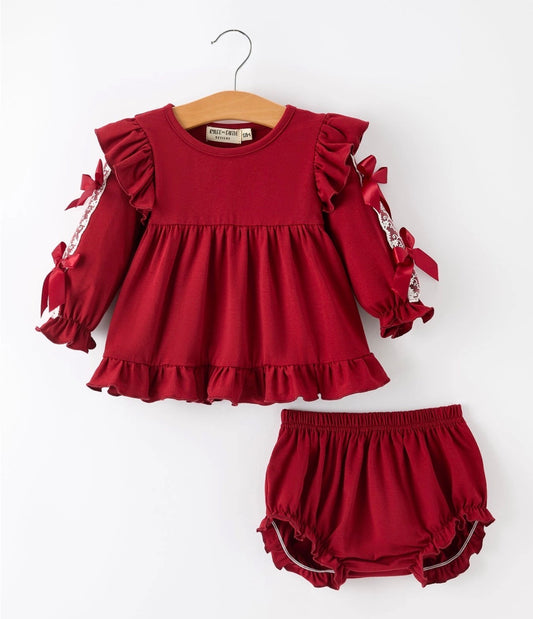 Red Lace Diaper Set