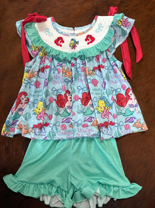 Little Mermaid Smock Short Set
