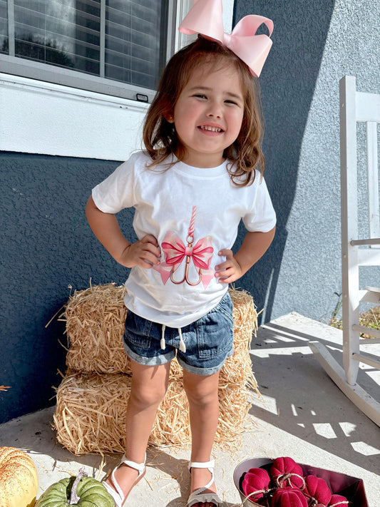 Pink bow hook t shirt