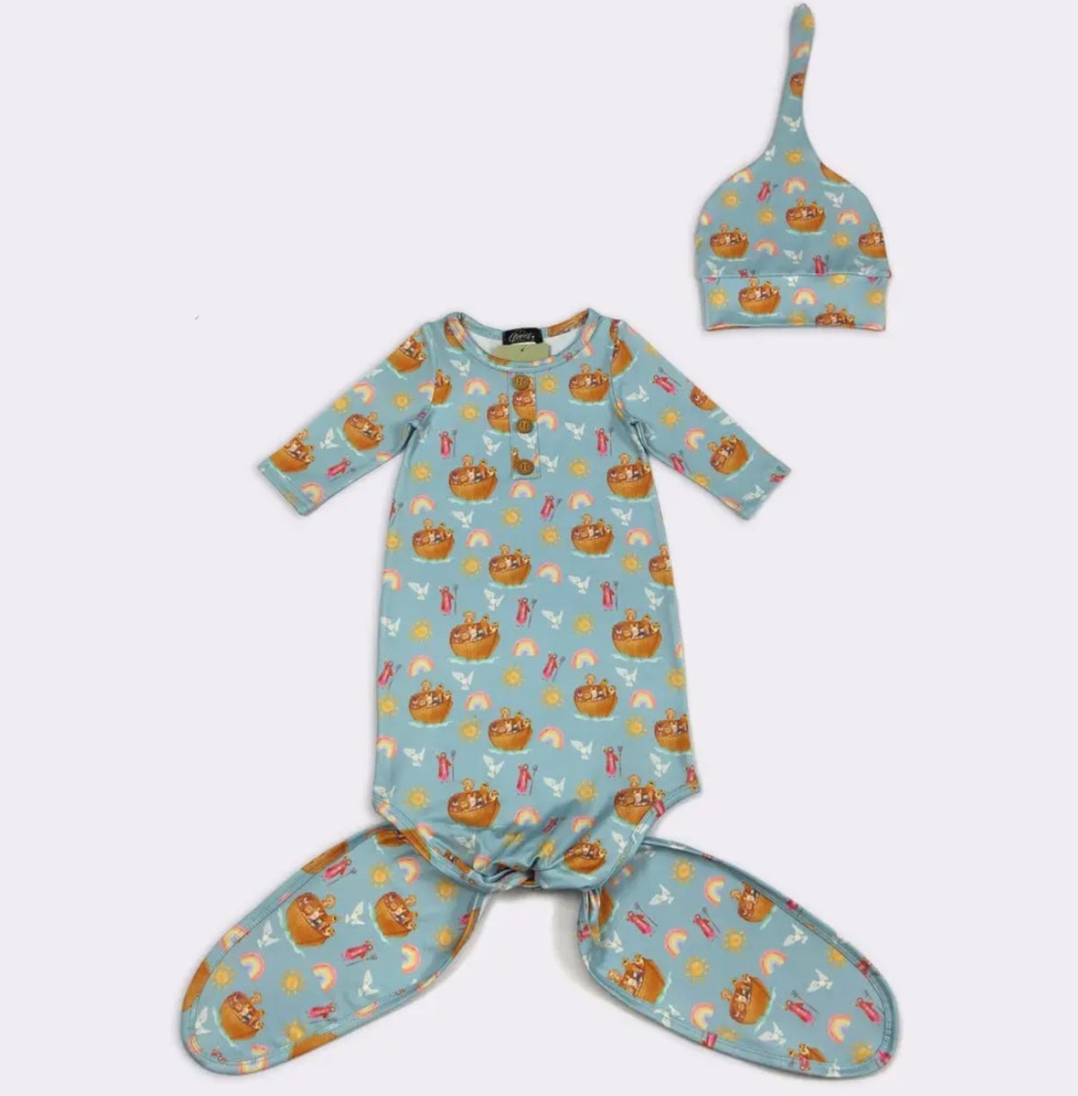 Noah’s Ark Newborn Gown W Hat