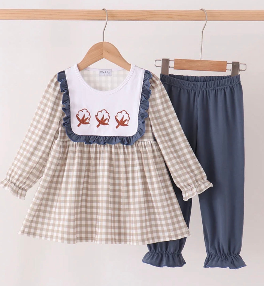 Cotton embroidery toddler girl legging set