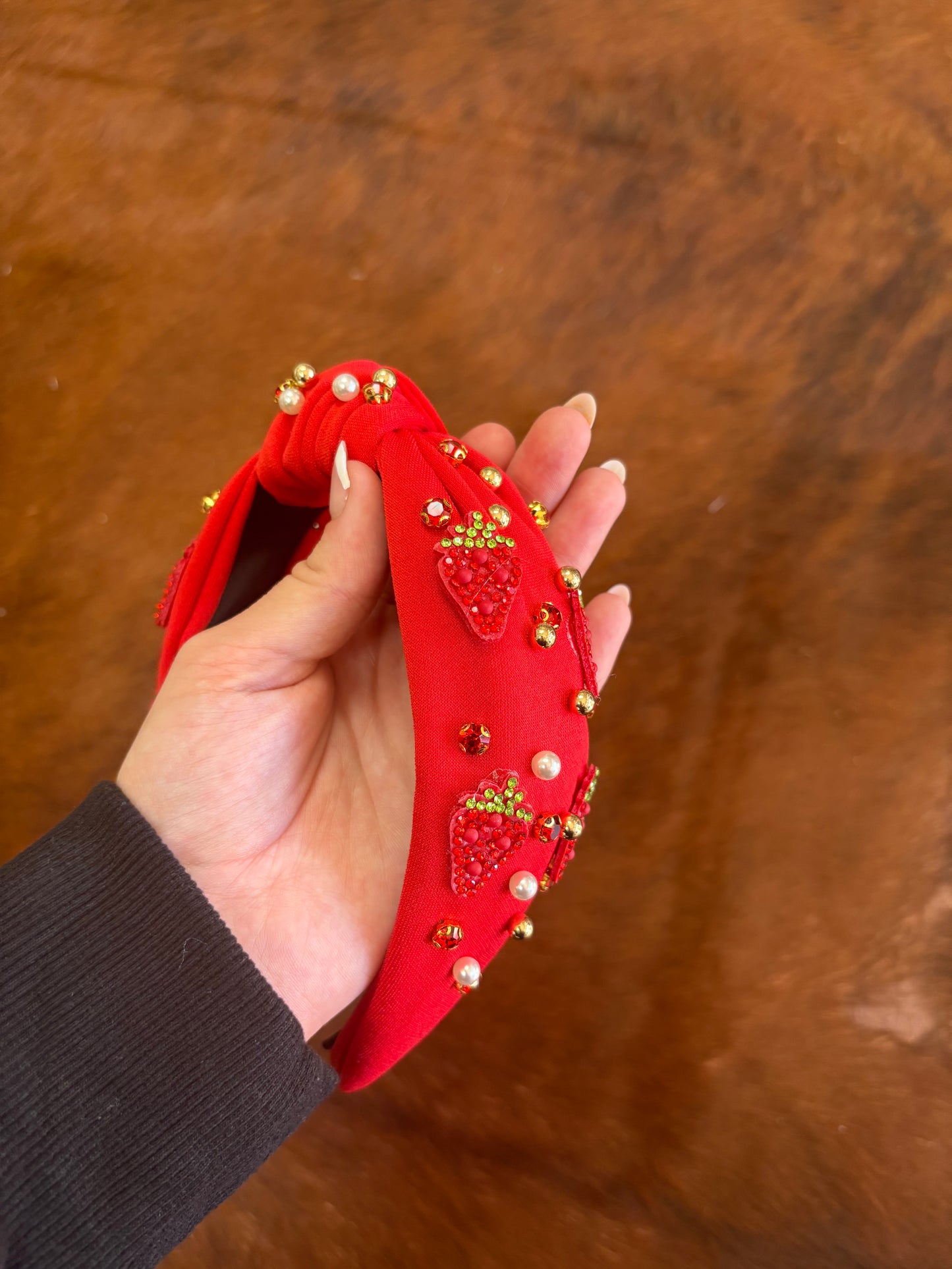 Red strawberry headband