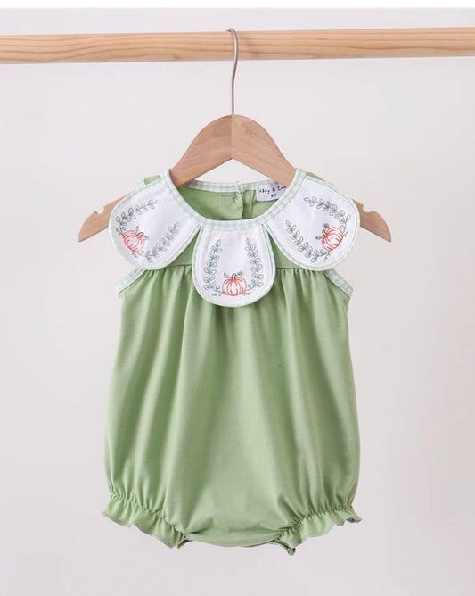 Sage pumpkin embroidered bubble