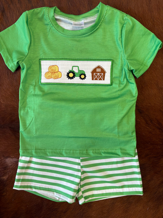 Farm embroidered boy outfit set
