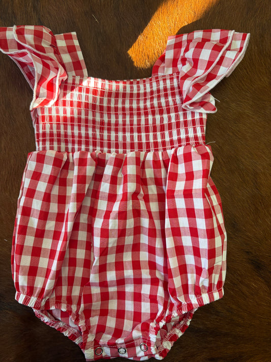 Red plaid romper