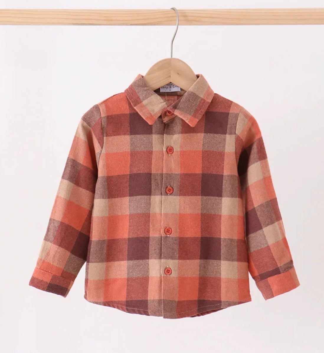 Rust Plaid Collared long sleeve shirt