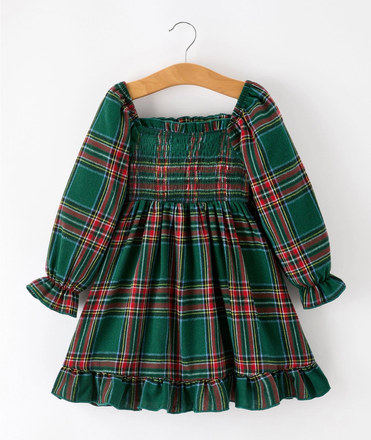 Green Plaid Toddler Girl Dress
