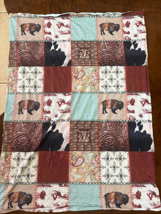 Buffalo patchwork blanket