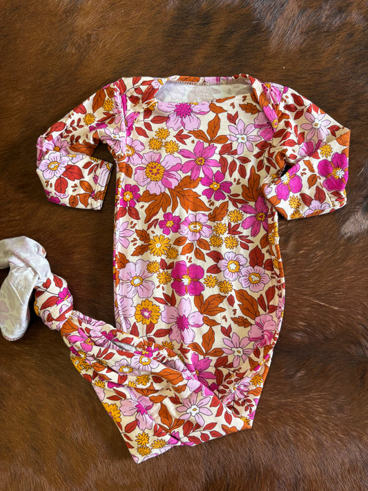 Pink floral knotted gown