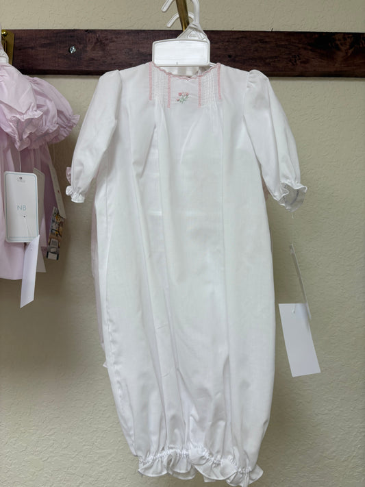 Pink lace floral nightgown smock