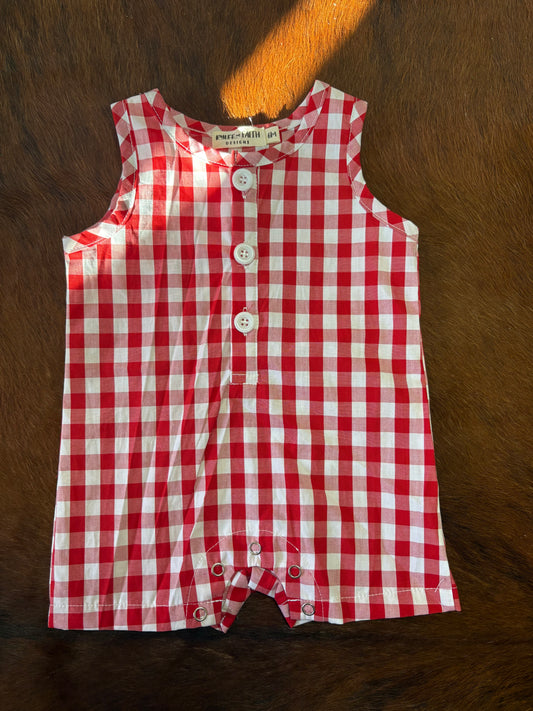 Plaid boy romper