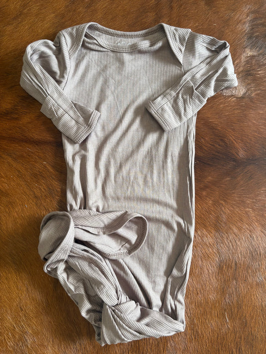 Cocoa brown ribbed baby gown & hat