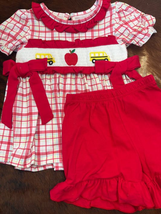 Back To School Bus Ruffle Short Set