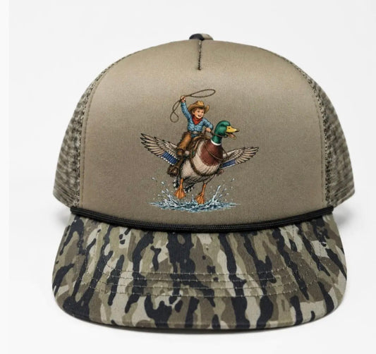 Bottomland Hat With Boy Riding A Duck
