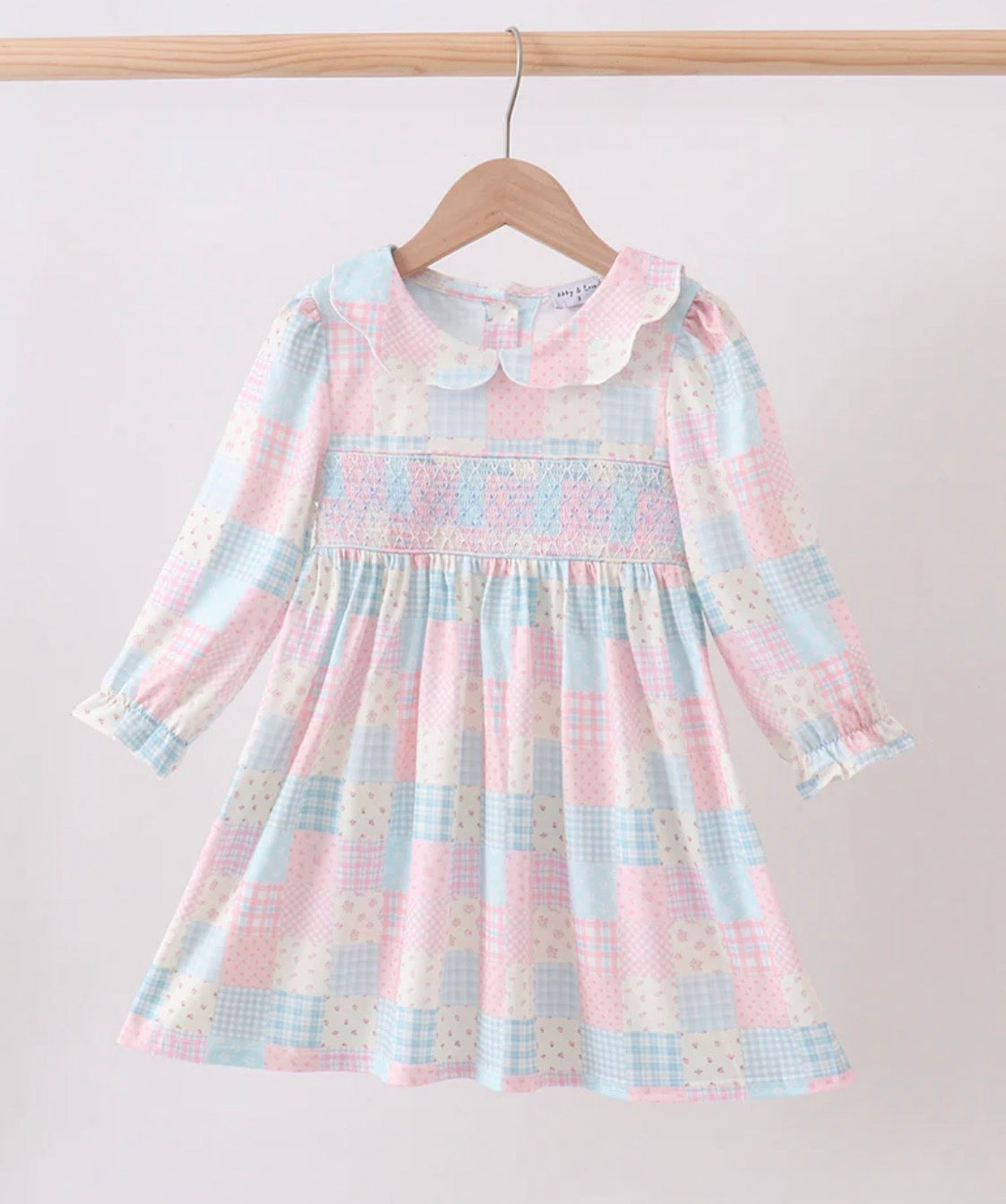 Pastel patchwork long sleeve dress