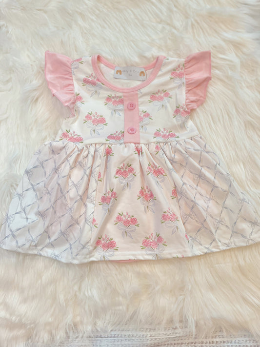 Pink Floral Bow Tie Bubble