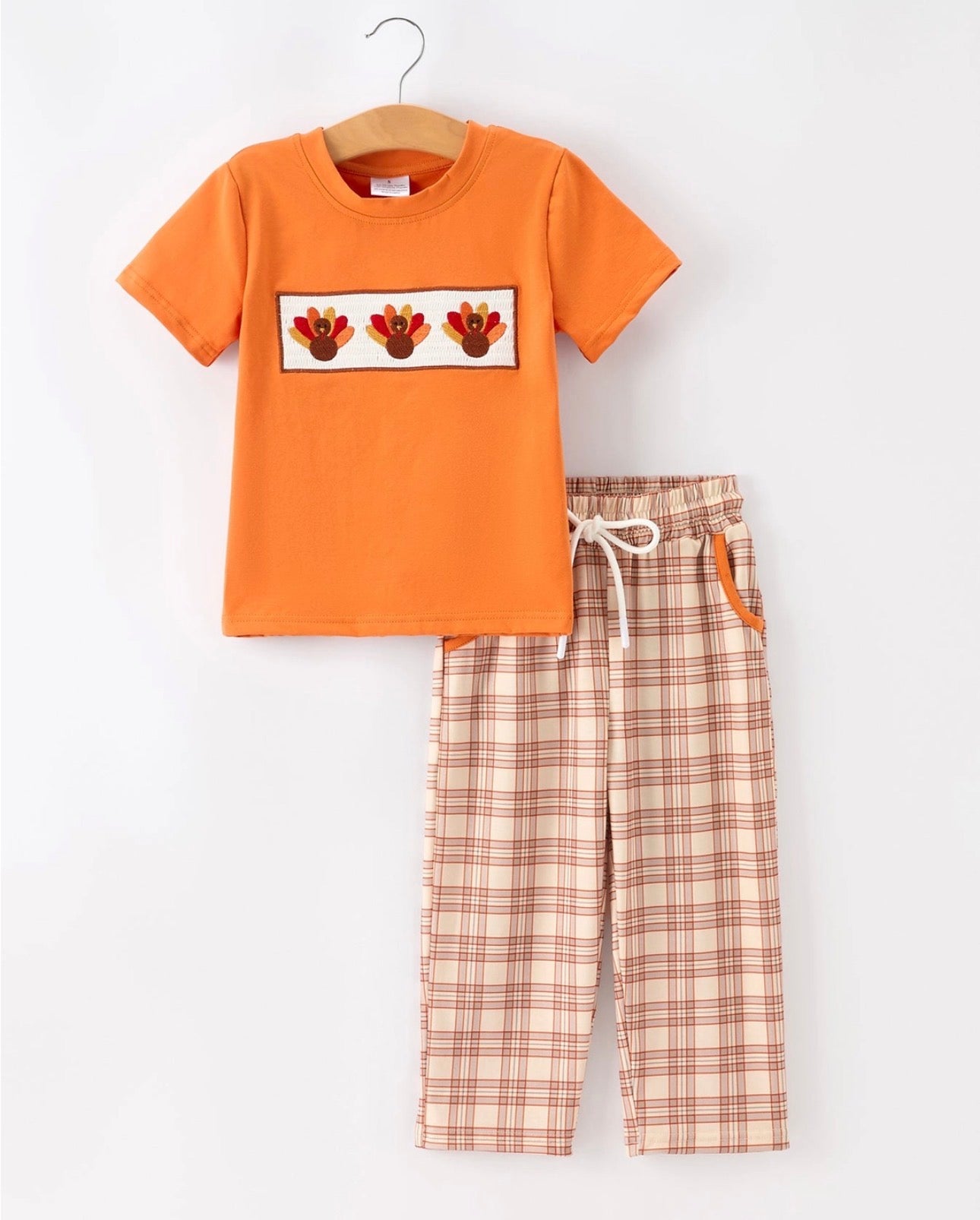 Thanksgiving smock toddler boy pant set