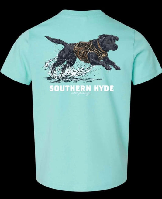 Lab Jumping In The Water Teal T Shirt