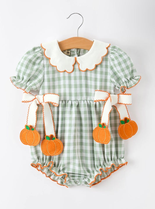 Green Gingham Pumpkin Dangle Bubble