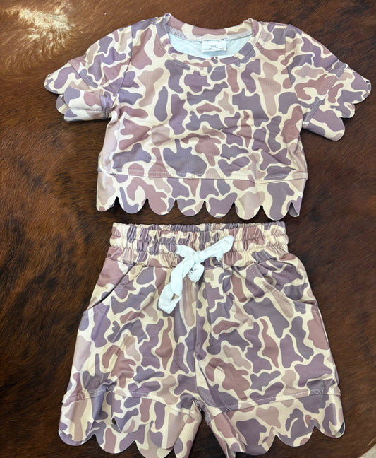 Scalloped Camo Short Set