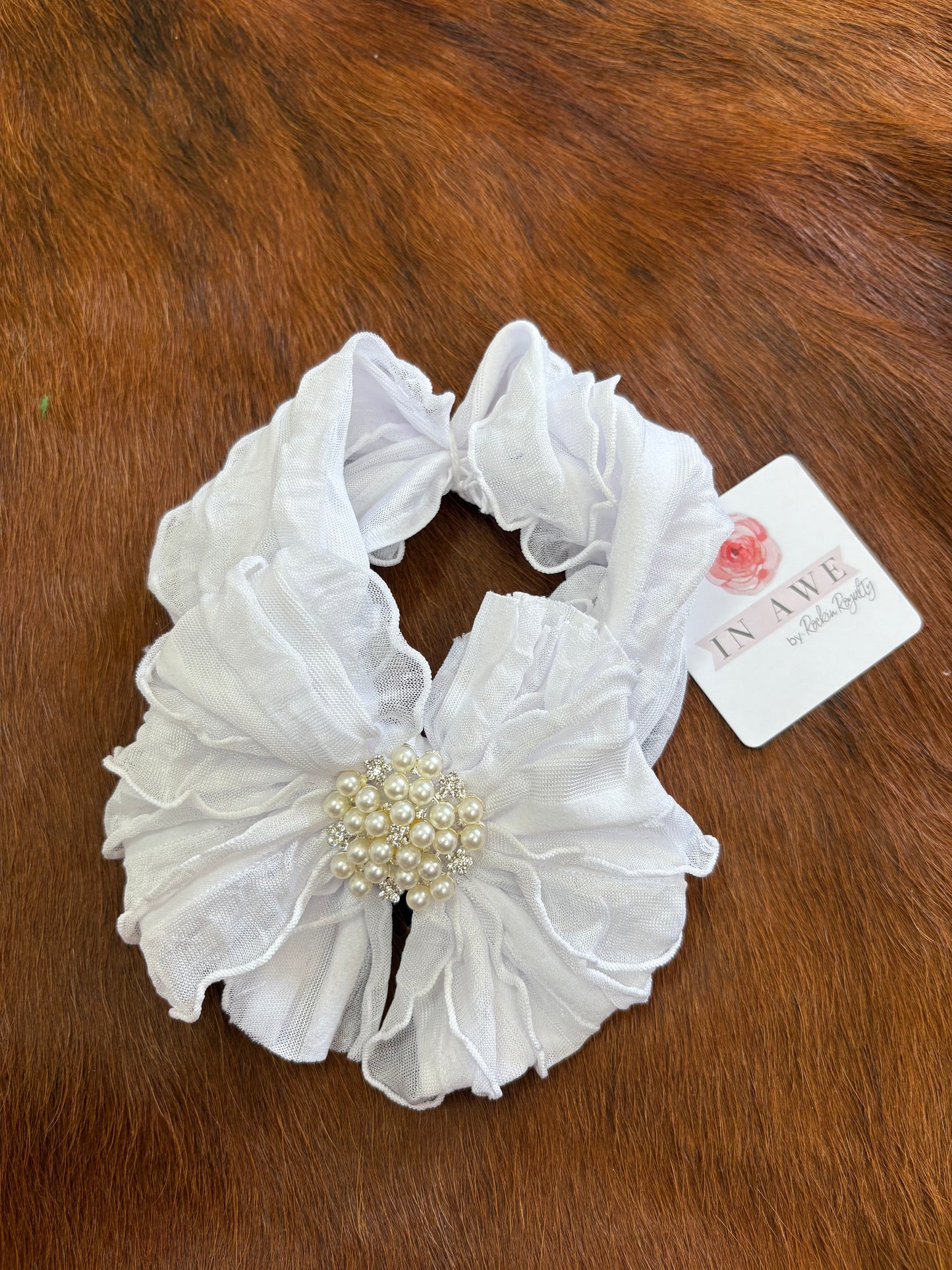 White headband bow with pearls