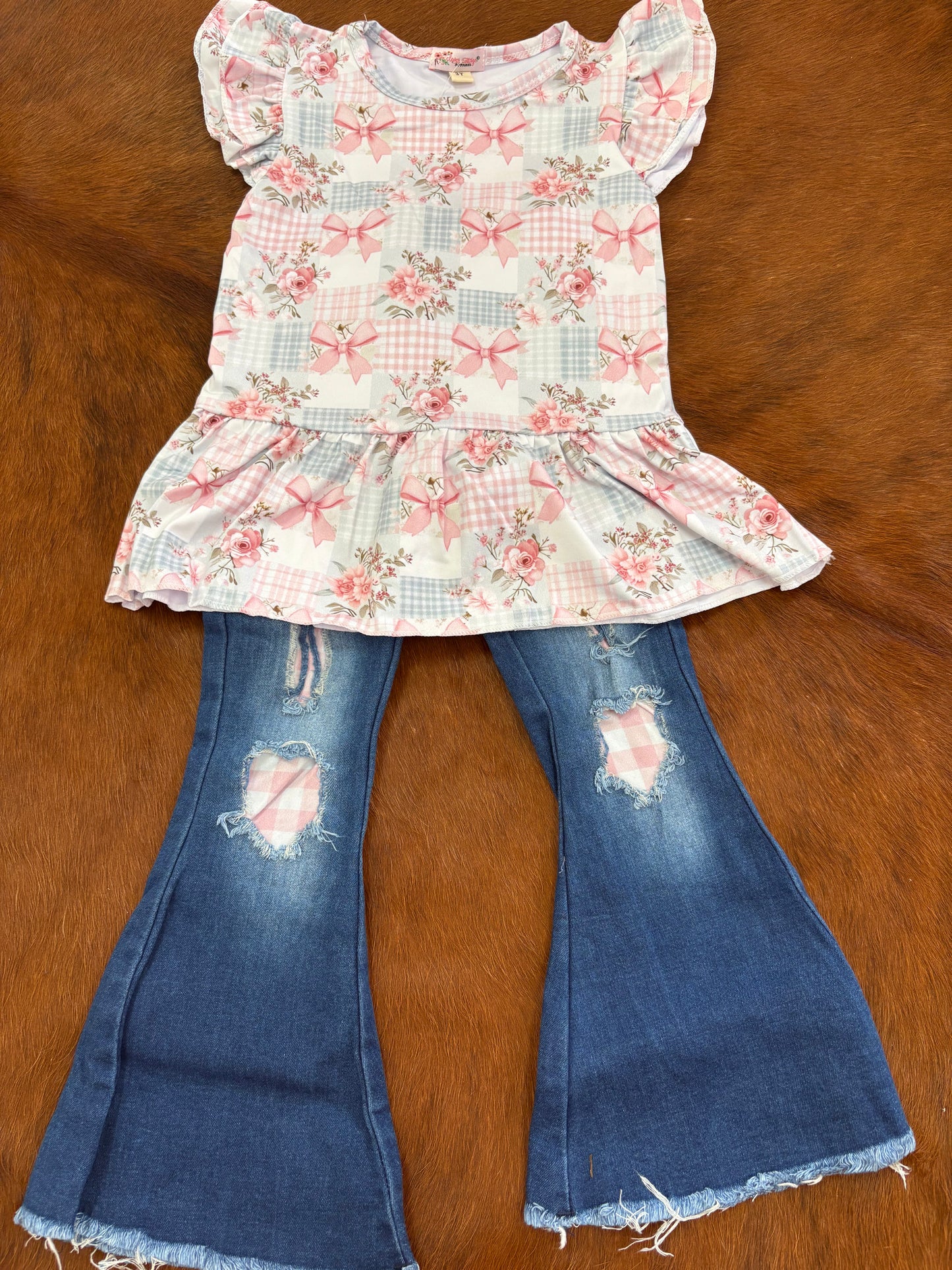 Girly Patchwork bow outfit set