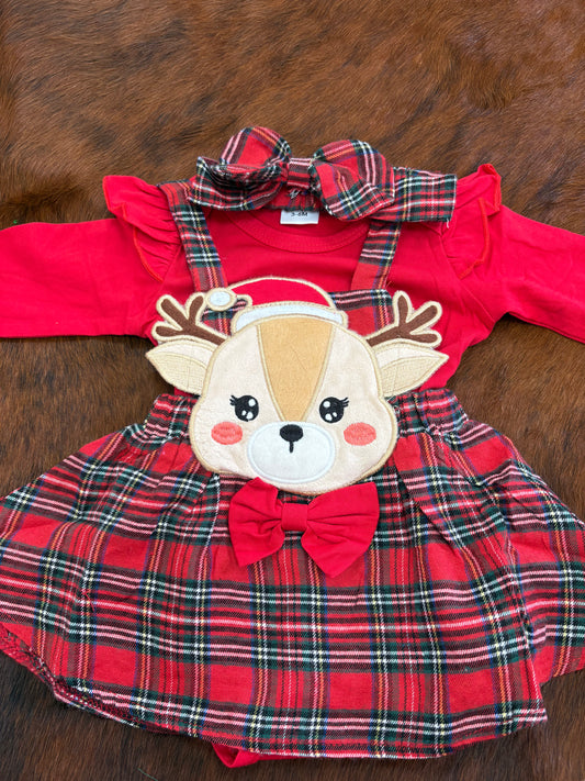 Baby raindeer outfit with bow