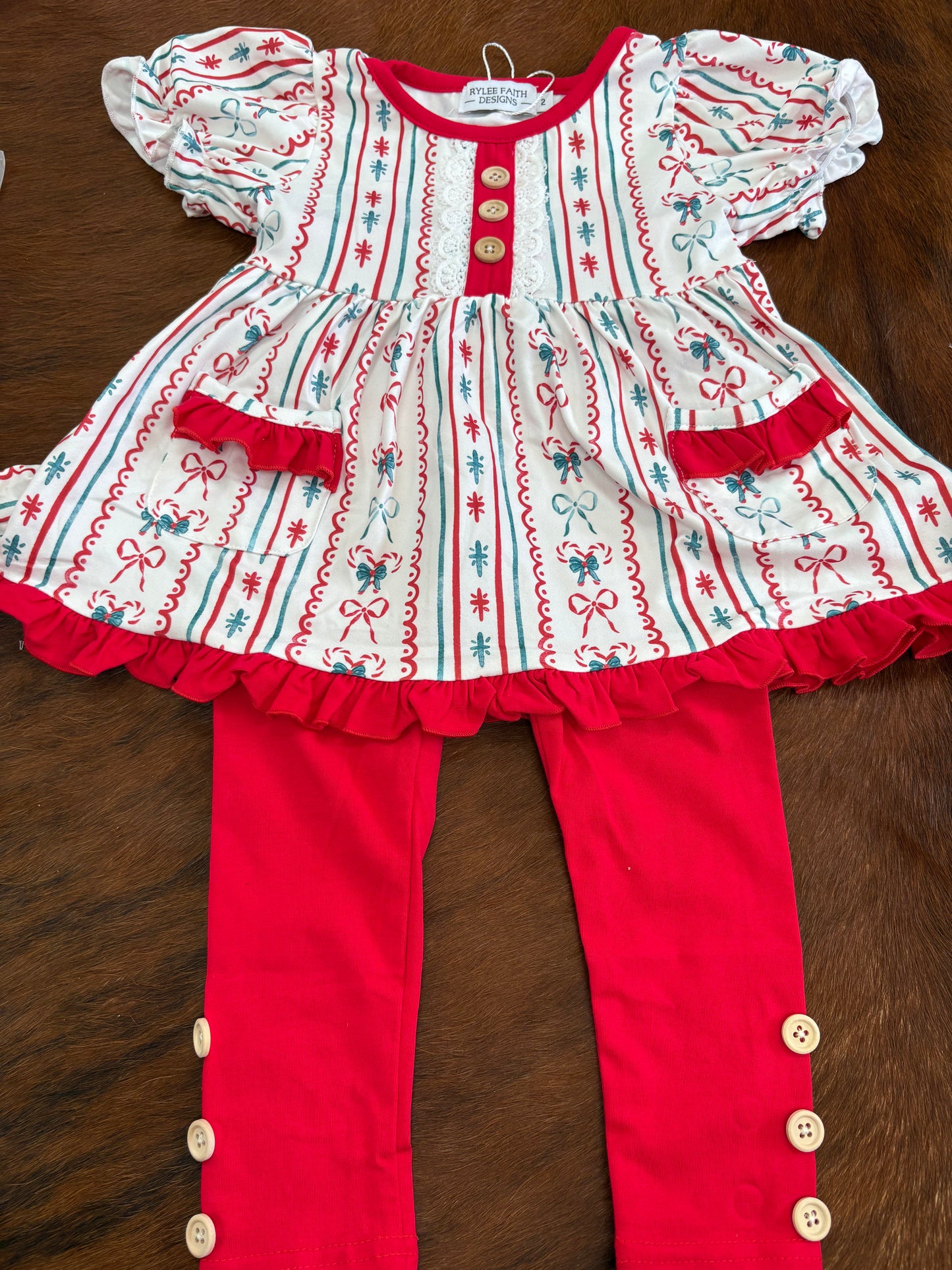 Candy cane bow striped set