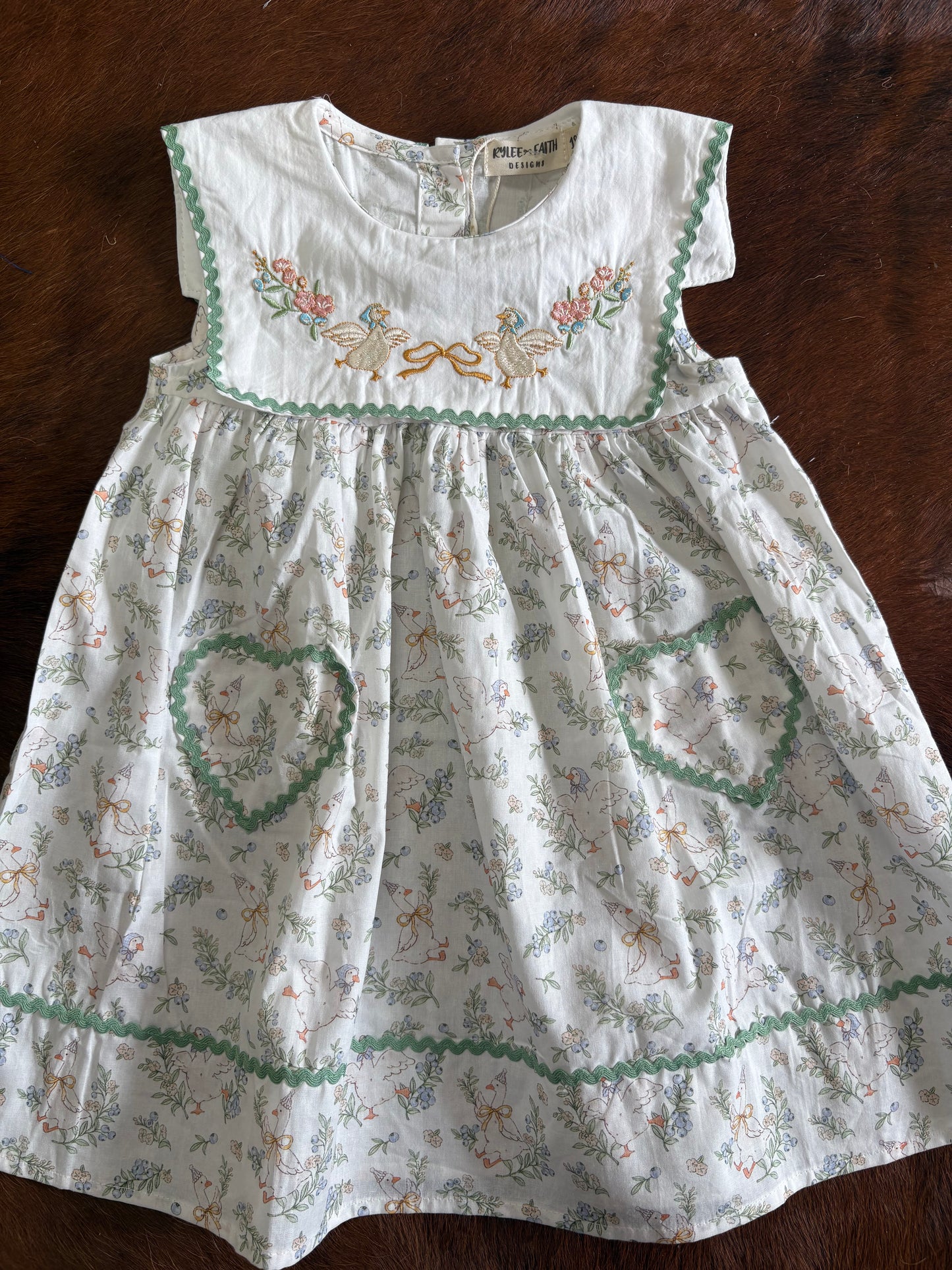 Vintage goose embroidered dress