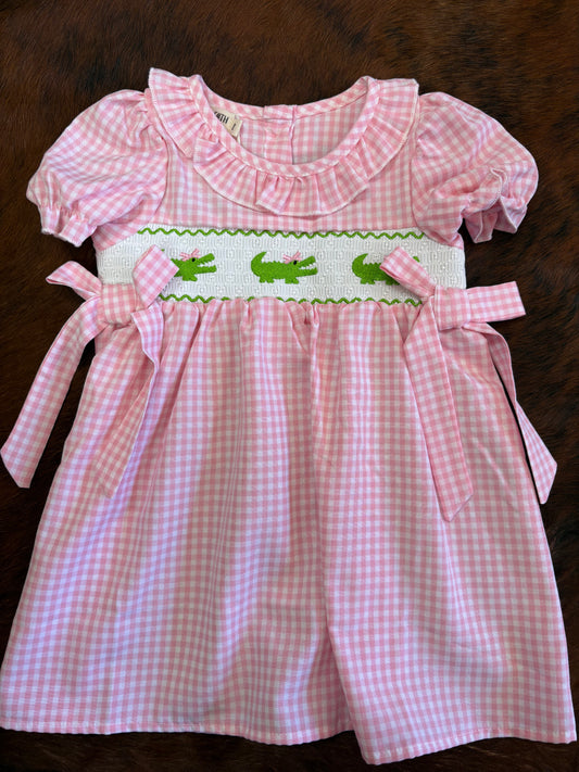 Alligator smocked dress