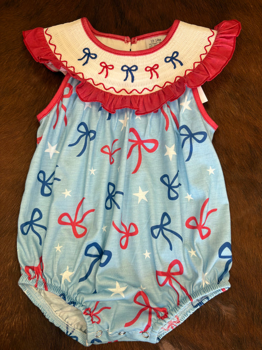 Patriotic embroidered bow bubble