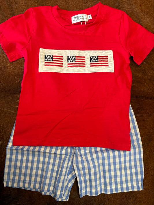 Patriotic Embroidered Boy Outfit Set