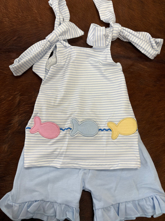 Girl Fishing Short Set