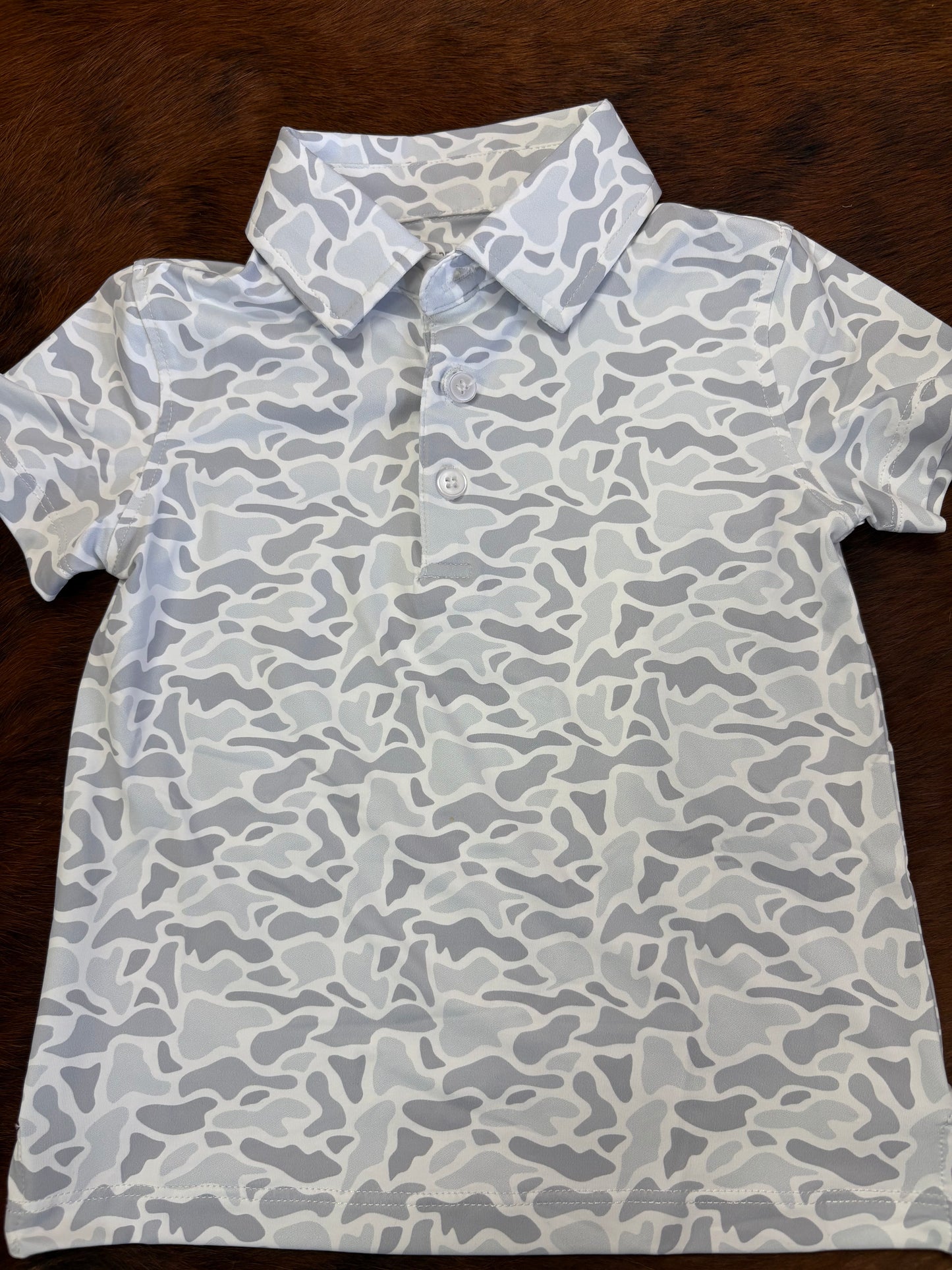 Grey camo collared toddler/youth shirt