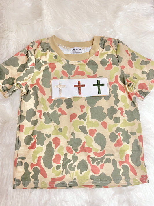 Camo cross embroidery Boy T-Shirt
